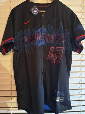 Toronto Blue Jays Connect City Addison Barger #47 Sewn Jersey XL Black NWT